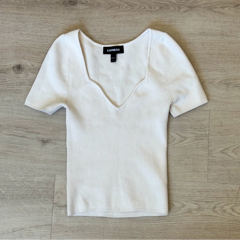 Express White Ribbed Top